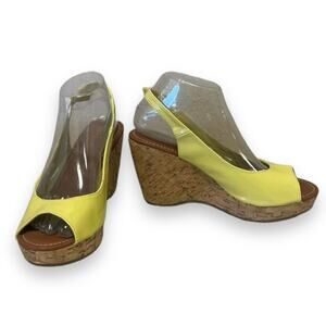 Bamboo Vesper 10 bright yellow cork wedge sandal